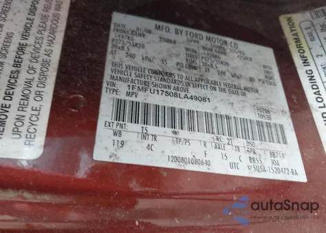 2008 Ford Expedition Eddie Bauer/King Ranch from USA, damaged, VIN 1FMFU17508LA49081